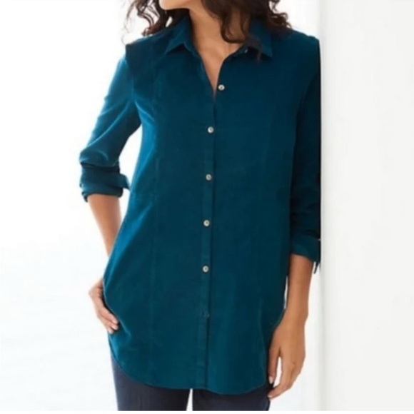 J. Jill Deep Teal Button-Down Shirt Size L - Picture 1 of 5